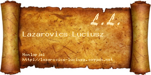 Lazarovics Luciusz névjegykártya